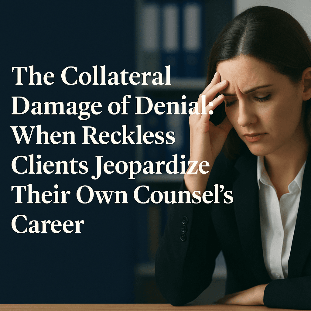 THE COLLATERAL DAMAGE OF DENIAL: WHEN RECKLESS CLIENTS JEOPARDIZE THEIR OWN COUNSEL’S CAREER